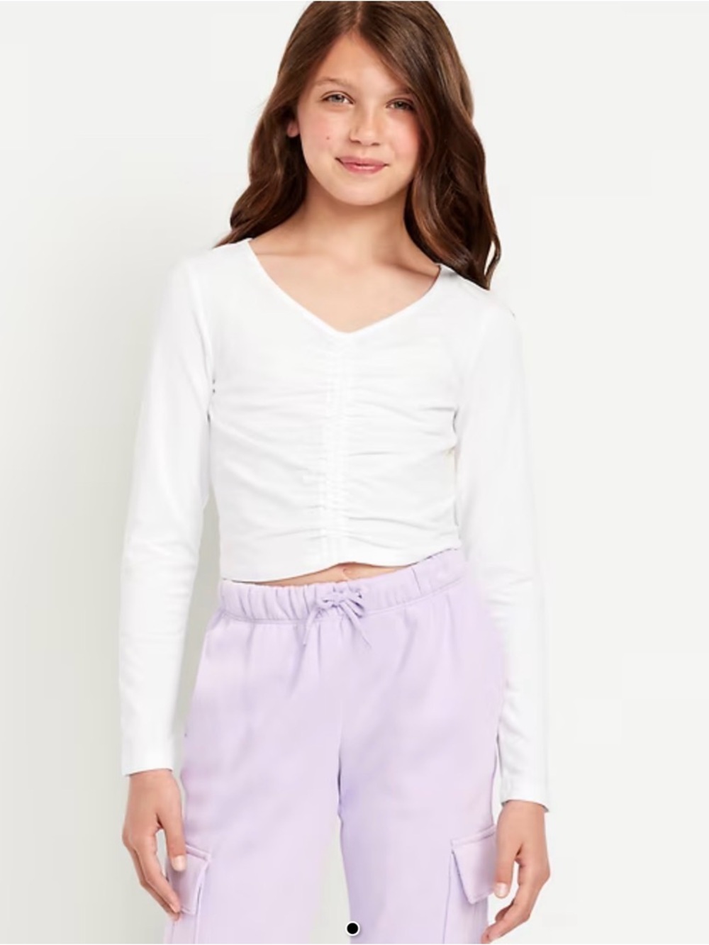 Gap Kids | Girls Set of 3 Long Sleeve Ruched Tops Cream/Black/Pink, Small